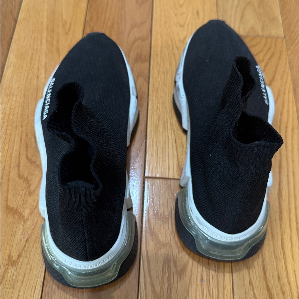 Balenciaga Black Sock Sneakers with White Accents - Picture 3 of 5